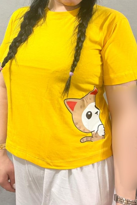 کراپ نخ پنبه طرح گربه دخترونه