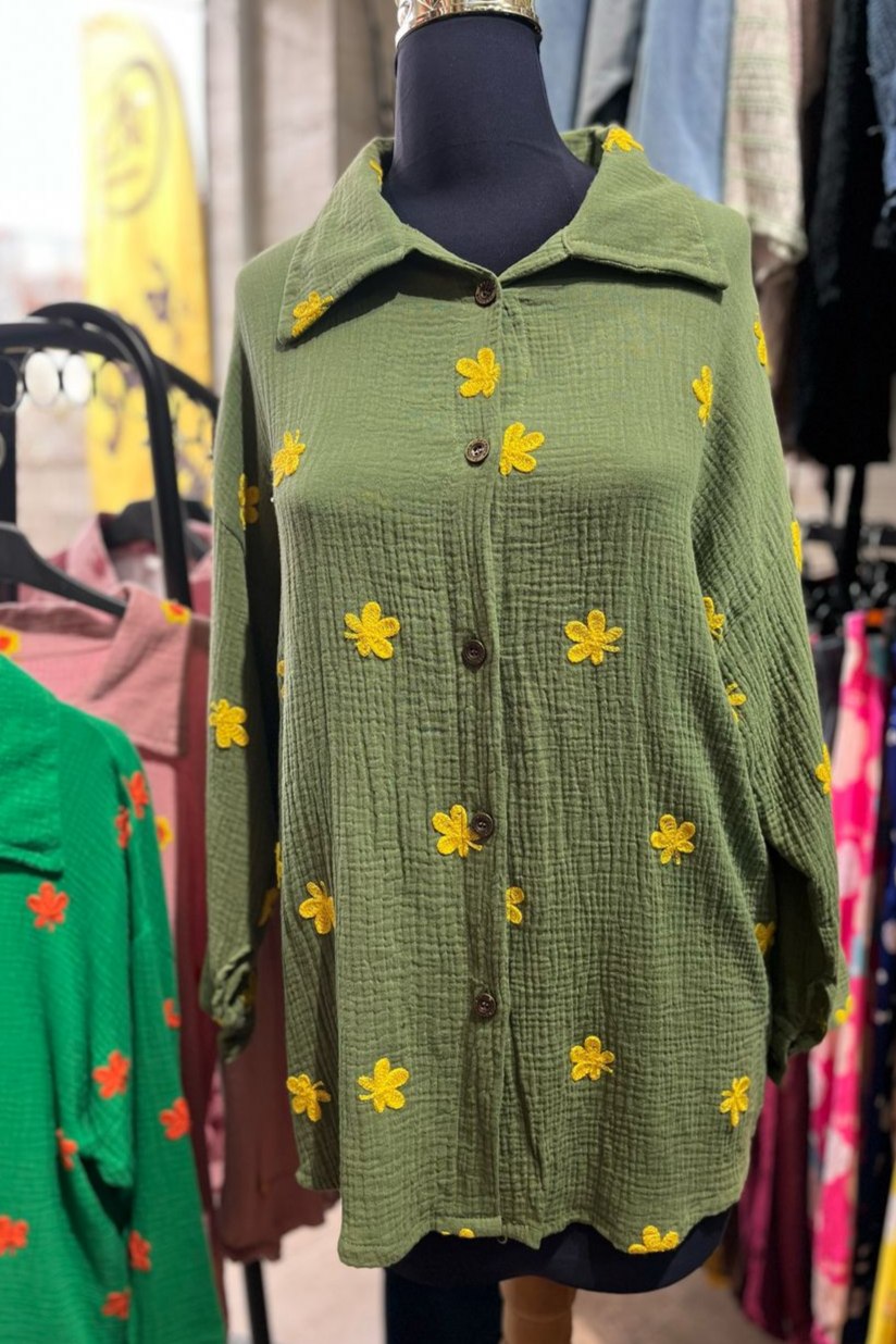 شومیز گلدوزی دبل فیس دخترانه زیبا